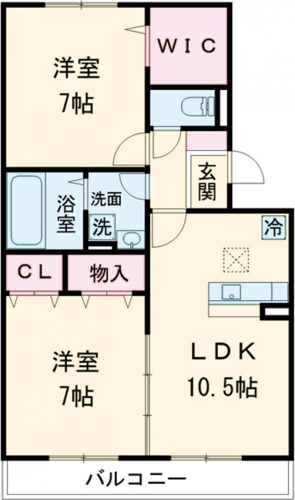 ハーモニアス瑞江Ⅰ(2LDK/1階)の間取り写真