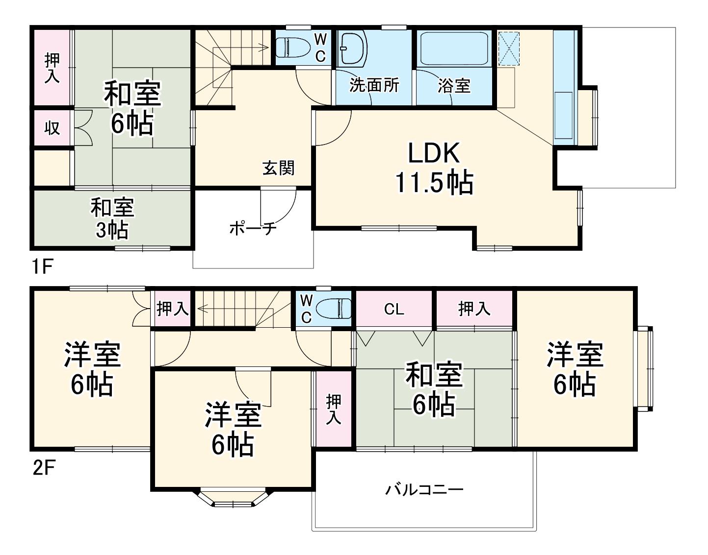 東武鉄道東上線 東松山駅 徒歩55分 2階建 築33年(5LDK)の間取り写真
