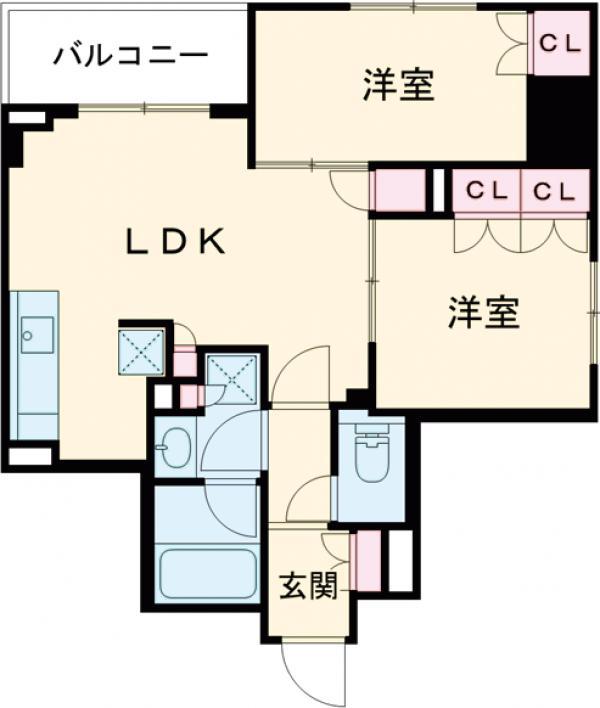 ASMACI MAISON両国Ⅰ(2LDK/6階)の間取り写真