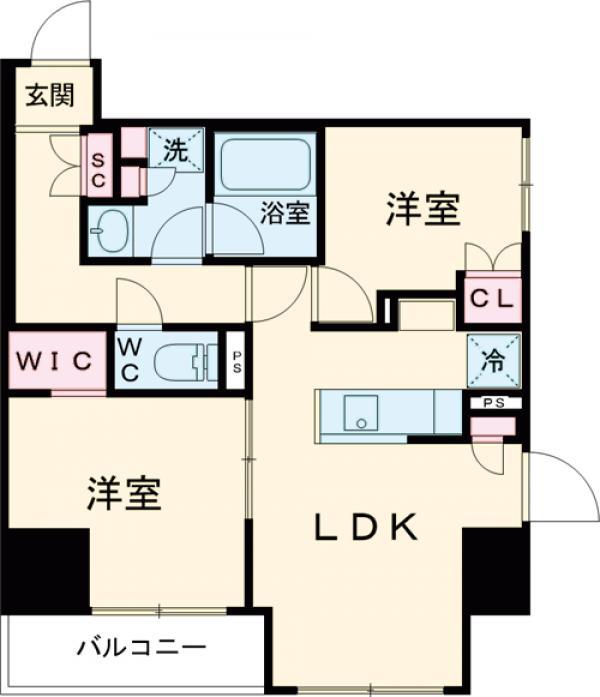 ASMACI MAISON両国Ⅰ(2LDK/8階)の間取り写真