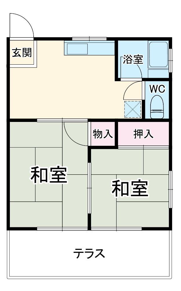 斉栄荘(2DK/1階)の間取り写真
