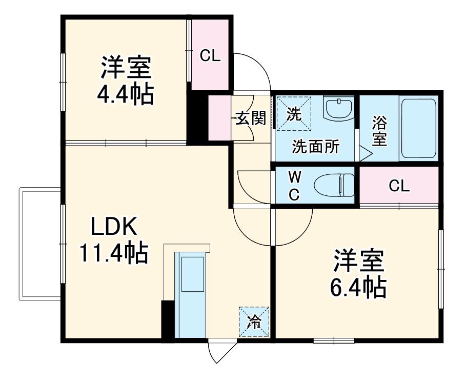 K.プランドール(2LDK/1階)の間取り写真