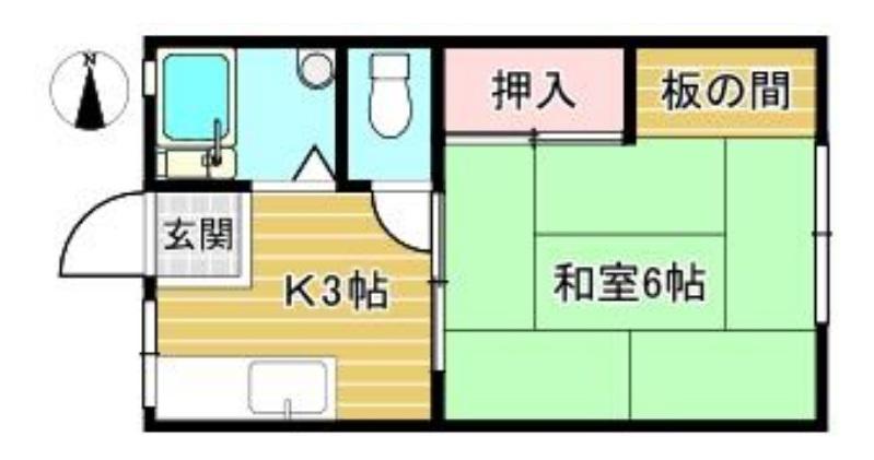 大川ハイツ(1K/1階)の間取り写真