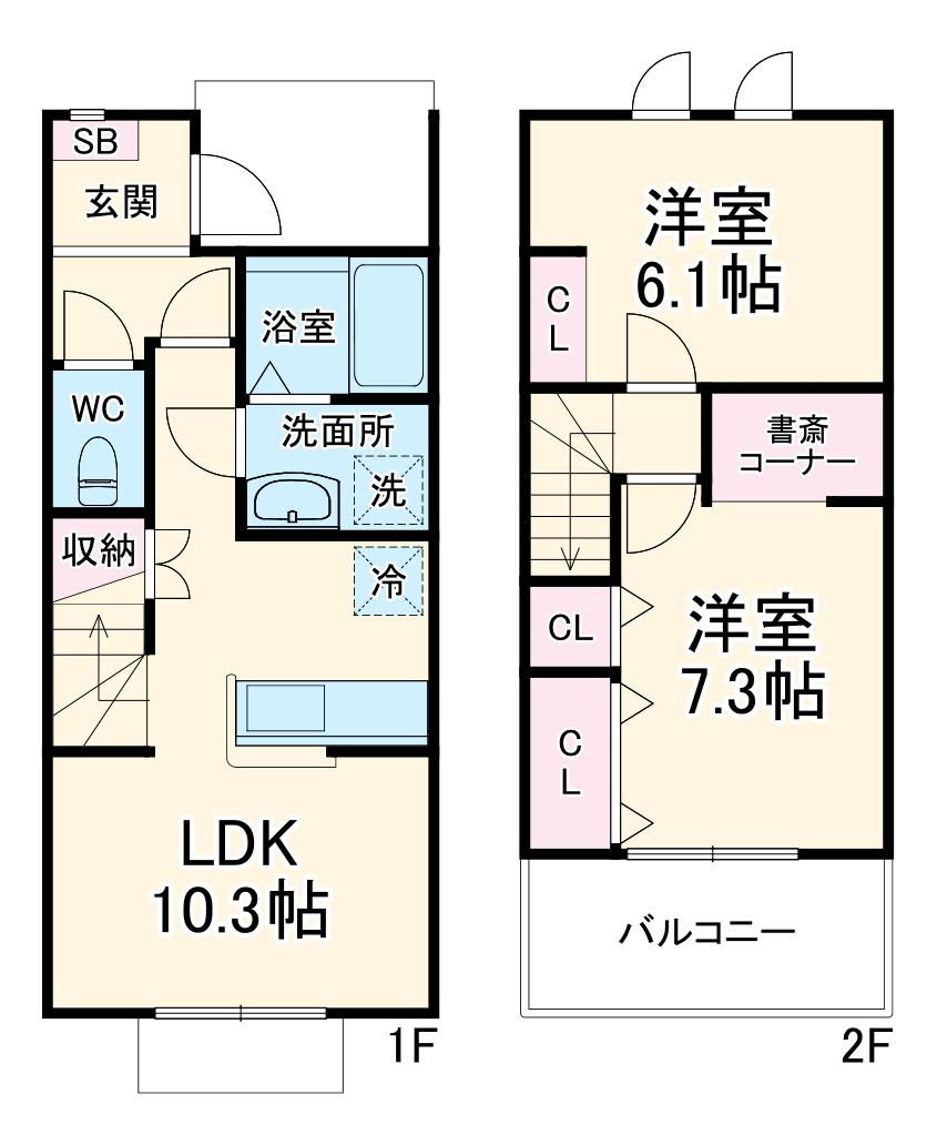 東金線 東金駅 徒歩24分 2階建 築5年(2LDK)の間取り写真