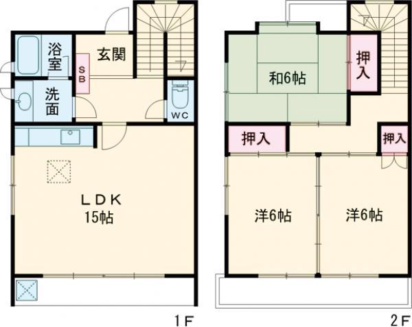 内村テラスハウス(3LDK/1階)の間取り写真