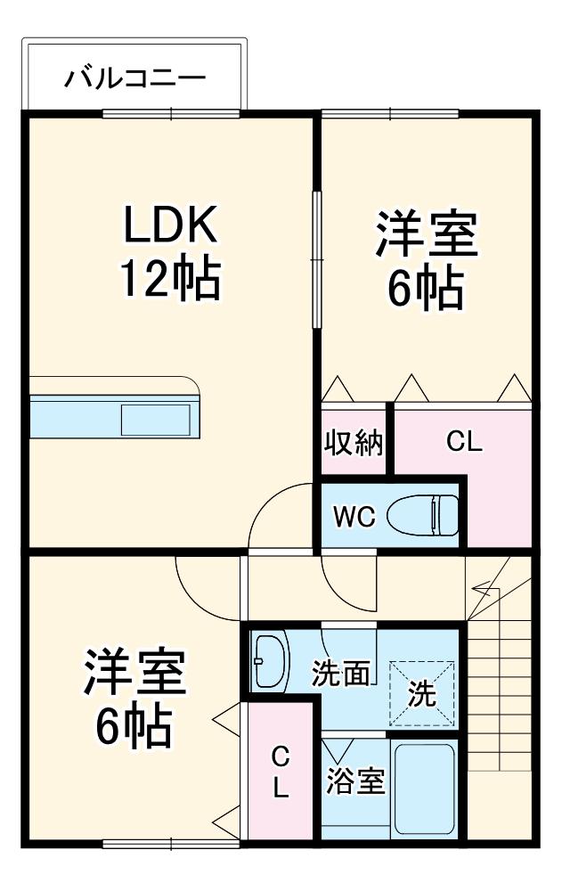 ステイブル・アイ(2LDK/2階)の間取り写真