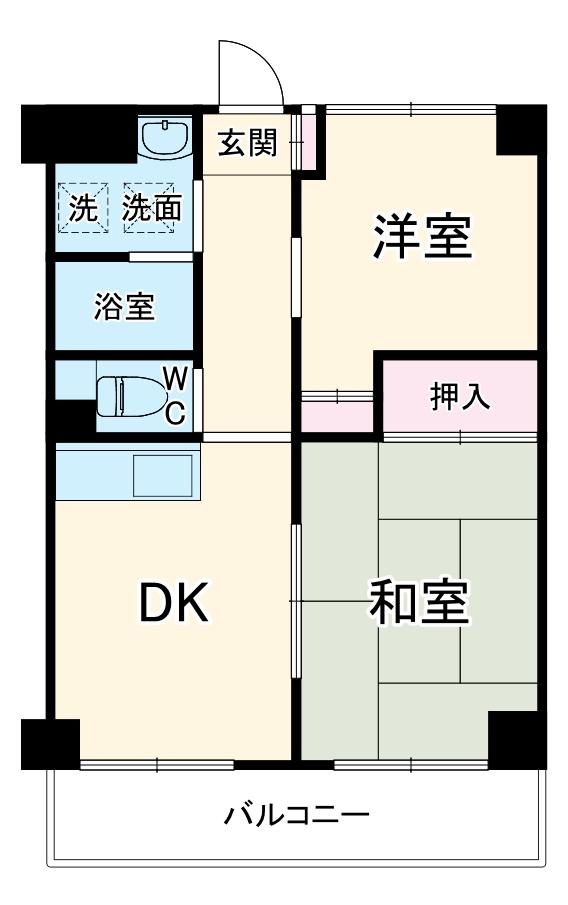 エーデルワイス百合ヶ丘(2DK/5階)の間取り写真