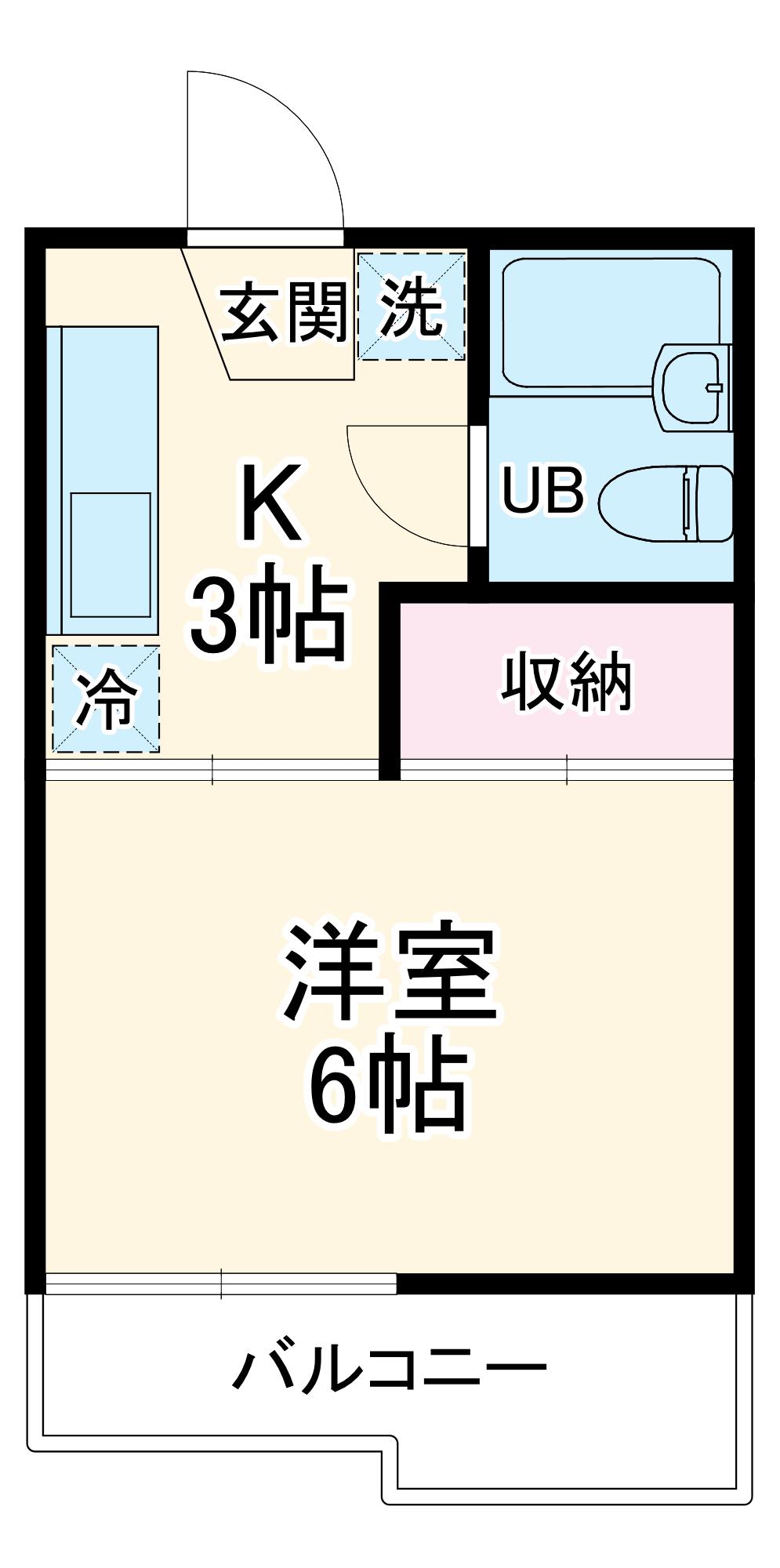 ドエル元町(1K/2階)の間取り写真