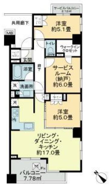 アールブラン大倉山(2SLDK/2階)の間取り写真