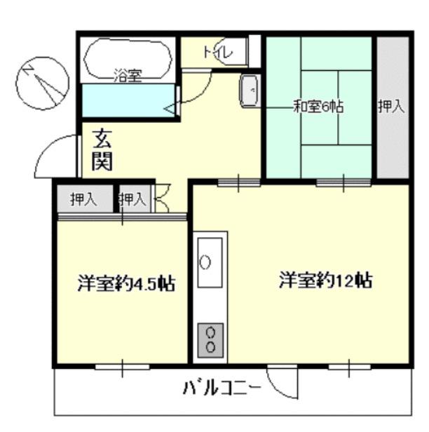 高津団地5街区12棟(2LDK/3階)の間取り写真