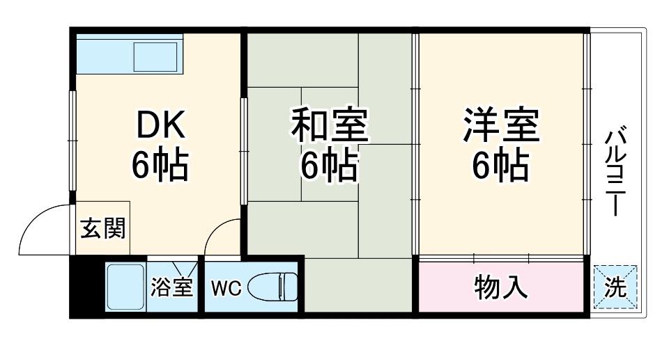 第一ビル(2DK/2階)の間取り写真