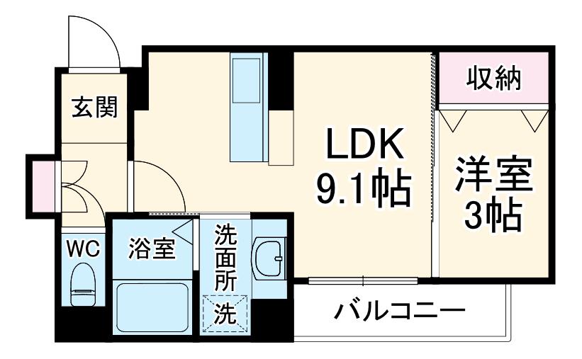 プロスペリティ樹(1LDK/1階)の間取り写真