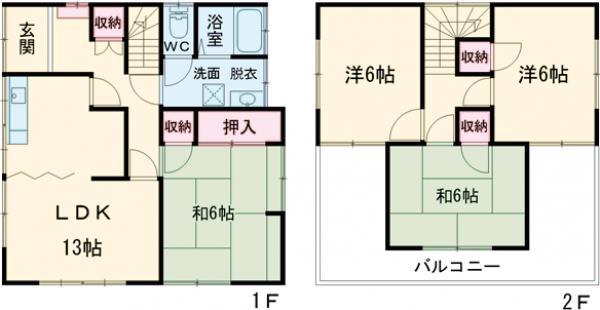 常磐線 龍ケ崎市駅 徒歩23分 2階建 築48年(4LDK)の間取り写真