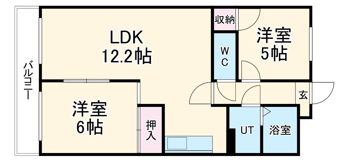 レジデンス東刈谷Ⅱ(2LDK/1階)の間取り写真
