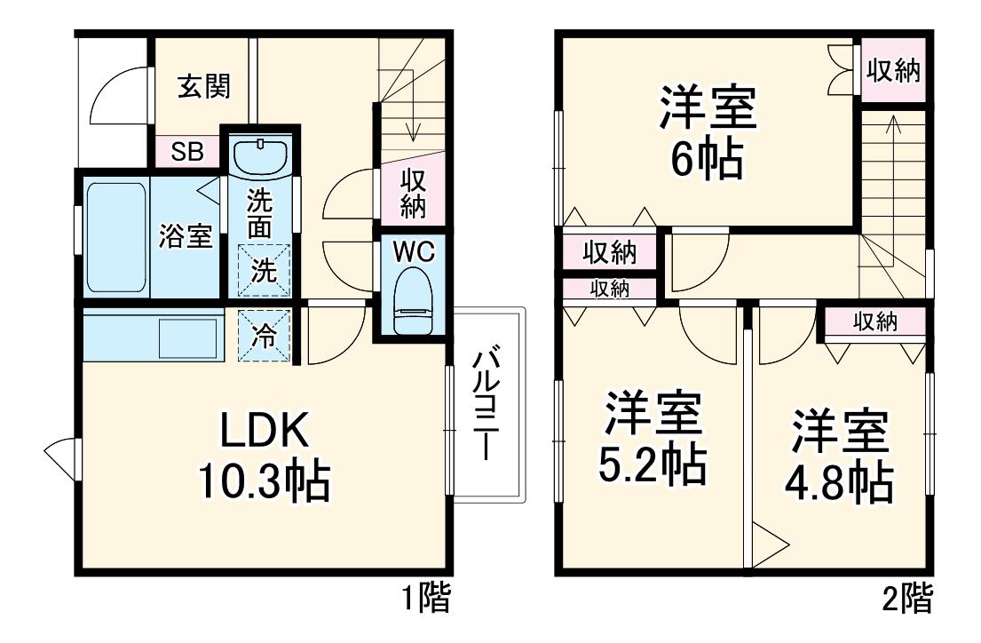 パークヒルⅡ(3LDK/1階)の間取り写真