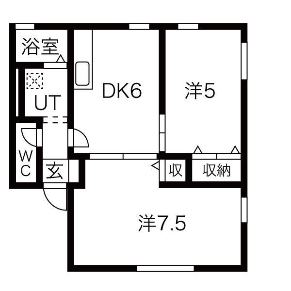 レトア絹香B(2DK/2階)の間取り写真