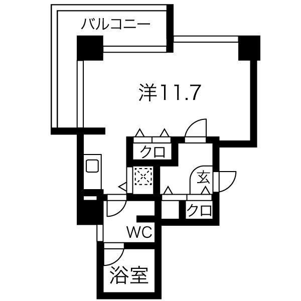 第13フクマルビル(ワンルーム/10階)の間取り写真
