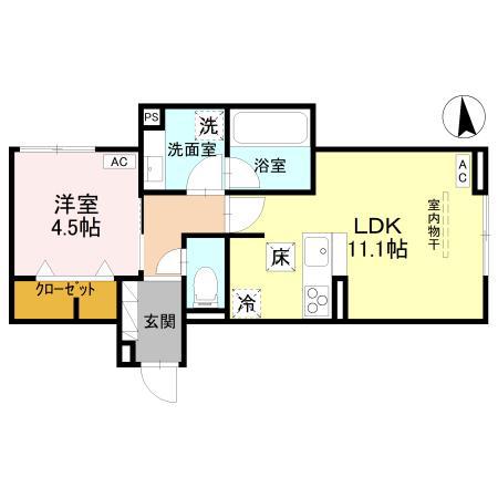 D-ROOM元横山(1LDK/3階)の間取り写真