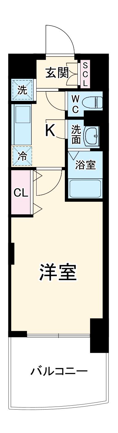 LUXE淡路Ⅱ(1K/14階)の間取り写真