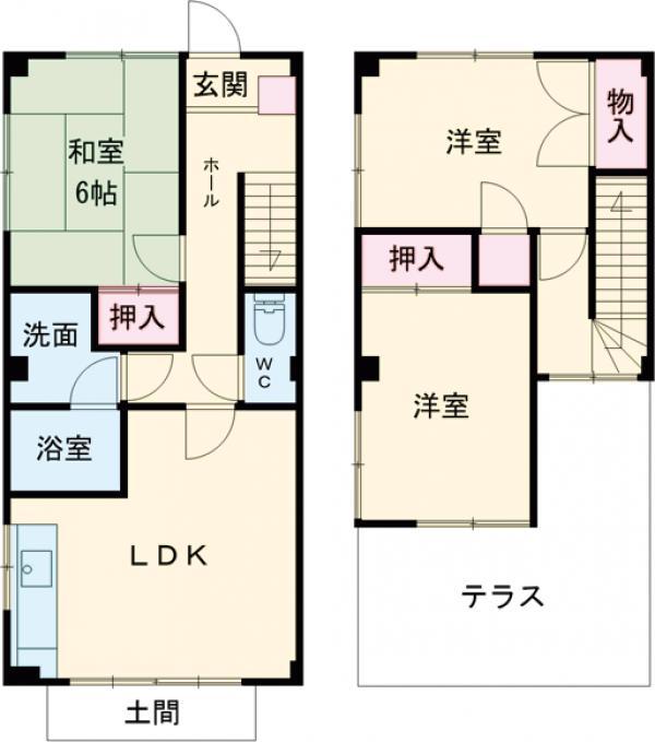 テラスハウスアップル(3LDK)の間取り写真