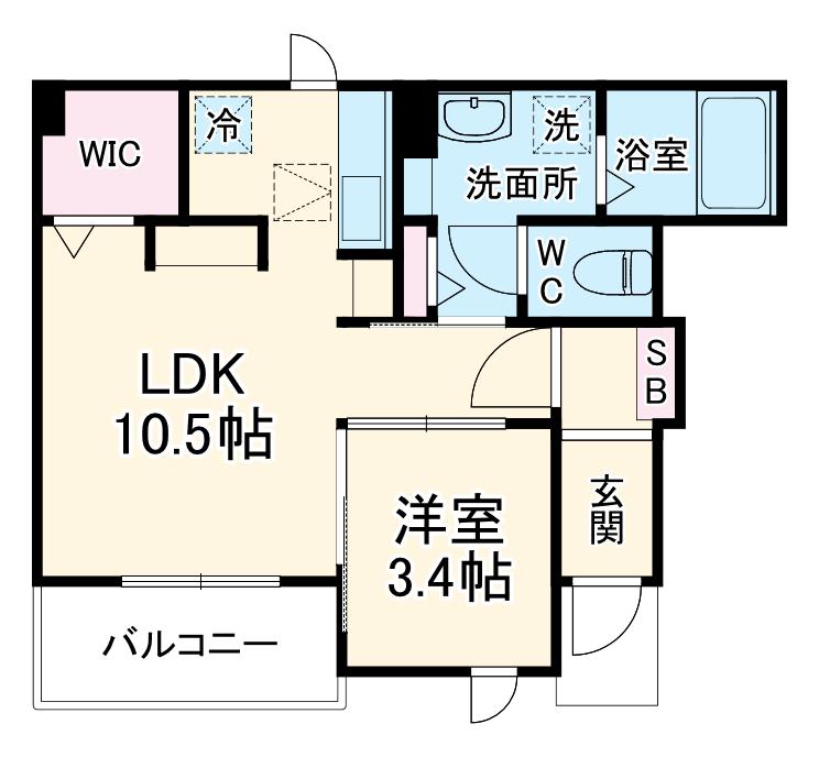 ウエストエアリー(1LDK/1階)の間取り写真