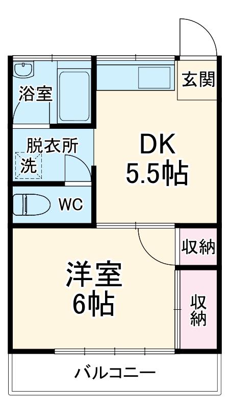 村田ハイツ(1DK/2階)の間取り写真