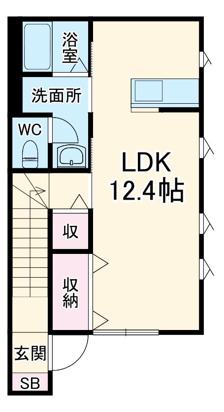 セントラルコート伊奈(ワンルーム/2階)の間取り写真
