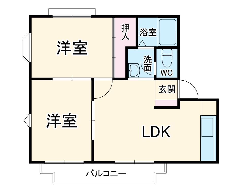 パストラーレⅡ(2LDK/1階)の間取り写真