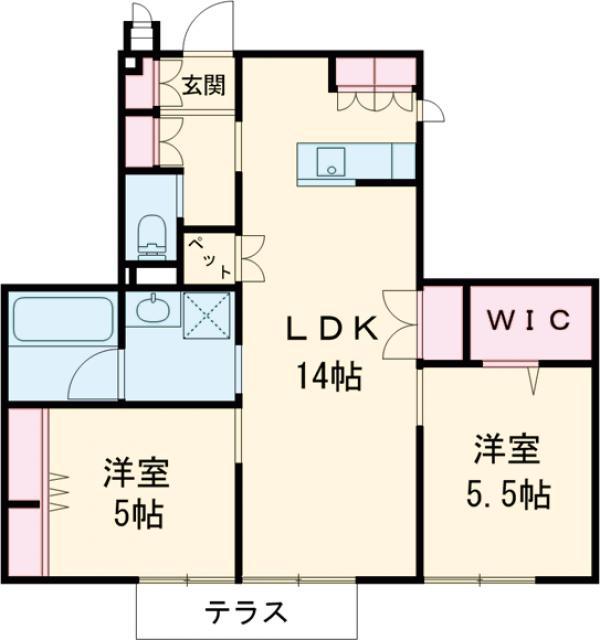 古市メゾン(2LDK/1階)の間取り写真