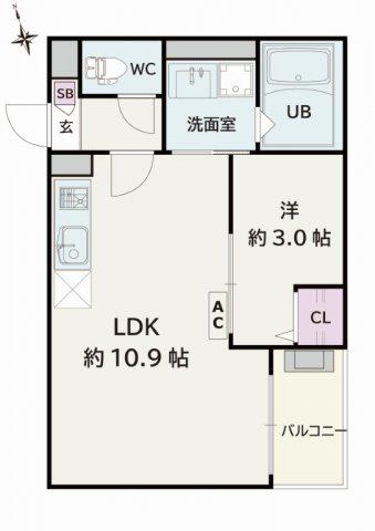 JACK SINMEIⅡ(1LDK/1階)の間取り写真