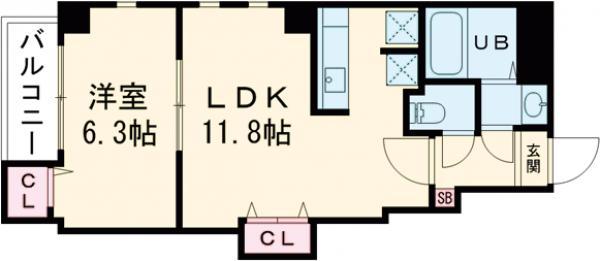 AXIS東浅草(1LDK/3階)の間取り写真