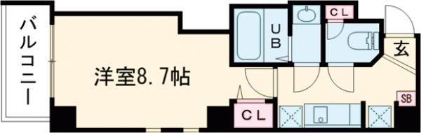 AXIS東浅草(1K/6階)の間取り写真