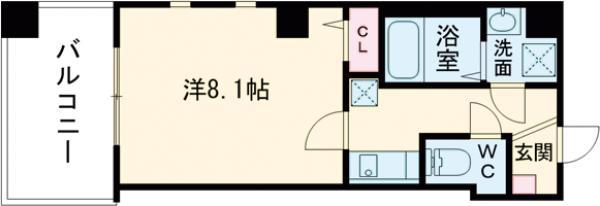 AXIS東浅草(1K/9階)の間取り写真