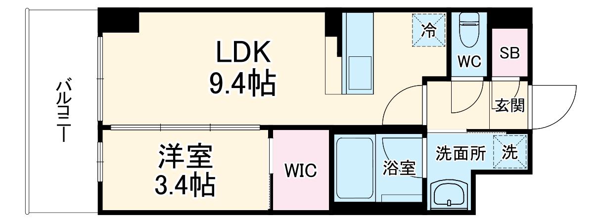 アヴェニール中崎(1LDK/8階)の間取り写真