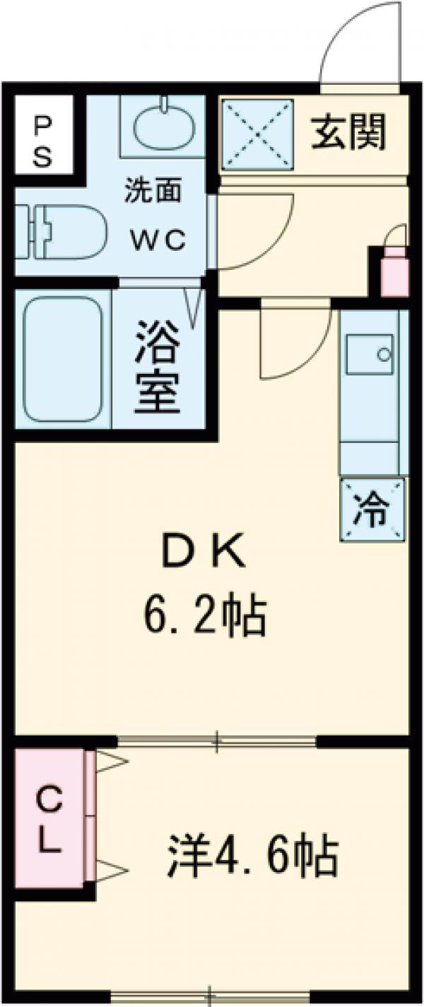 フラシア東武練馬(1DK/2階)の間取り写真