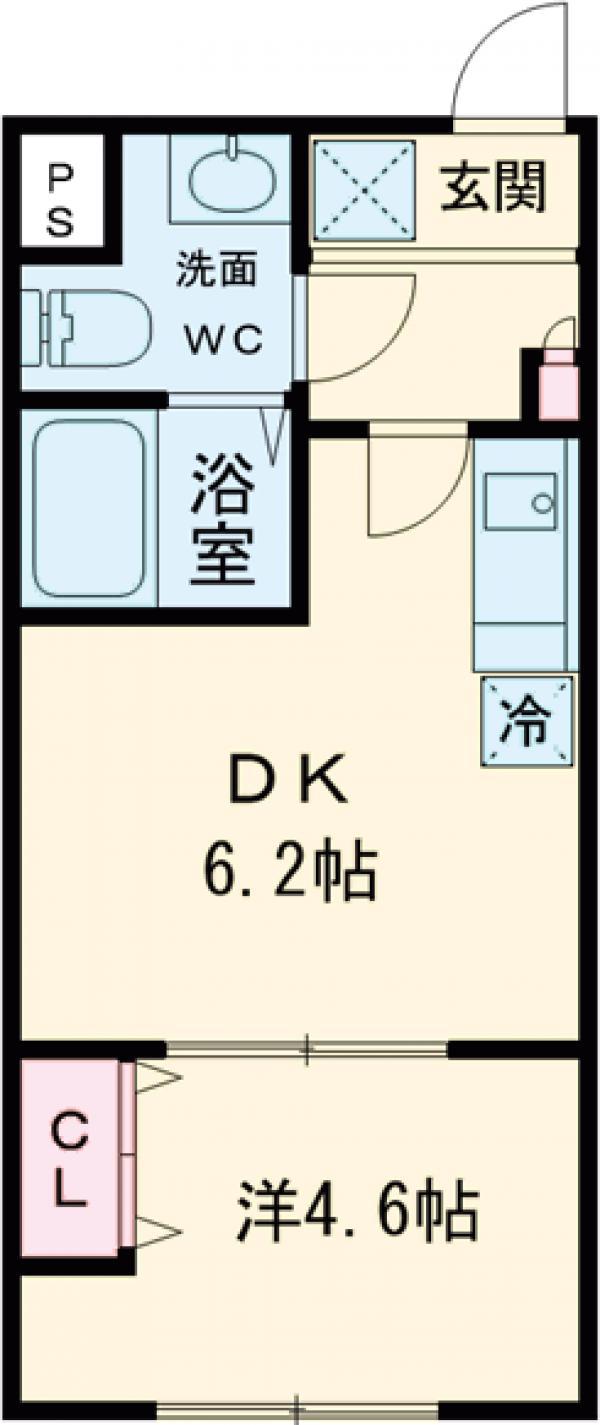 フラシア東武練馬(1DK/3階)の間取り写真