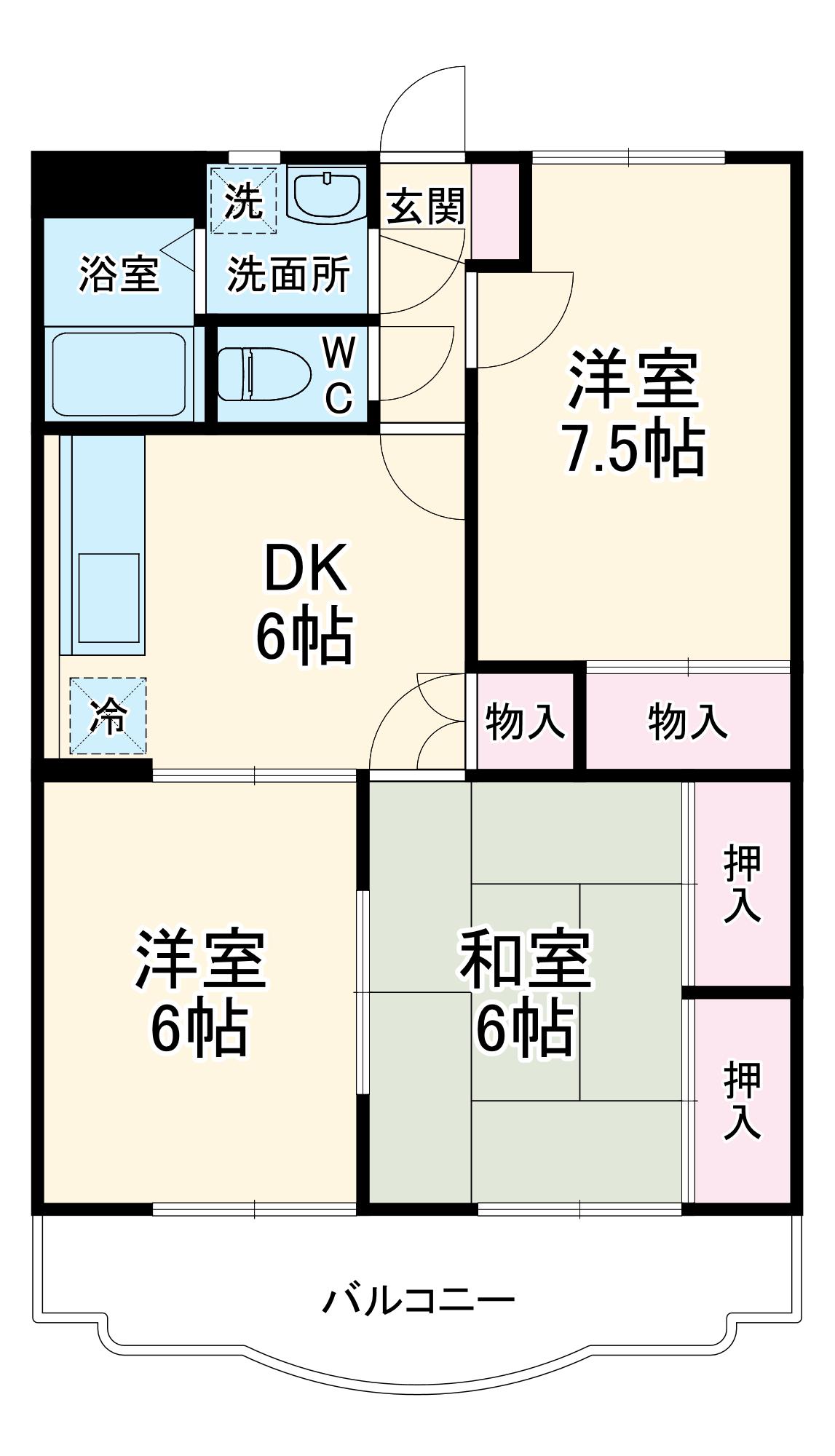 パークアベニュー藤原(3DK/2階)の間取り写真