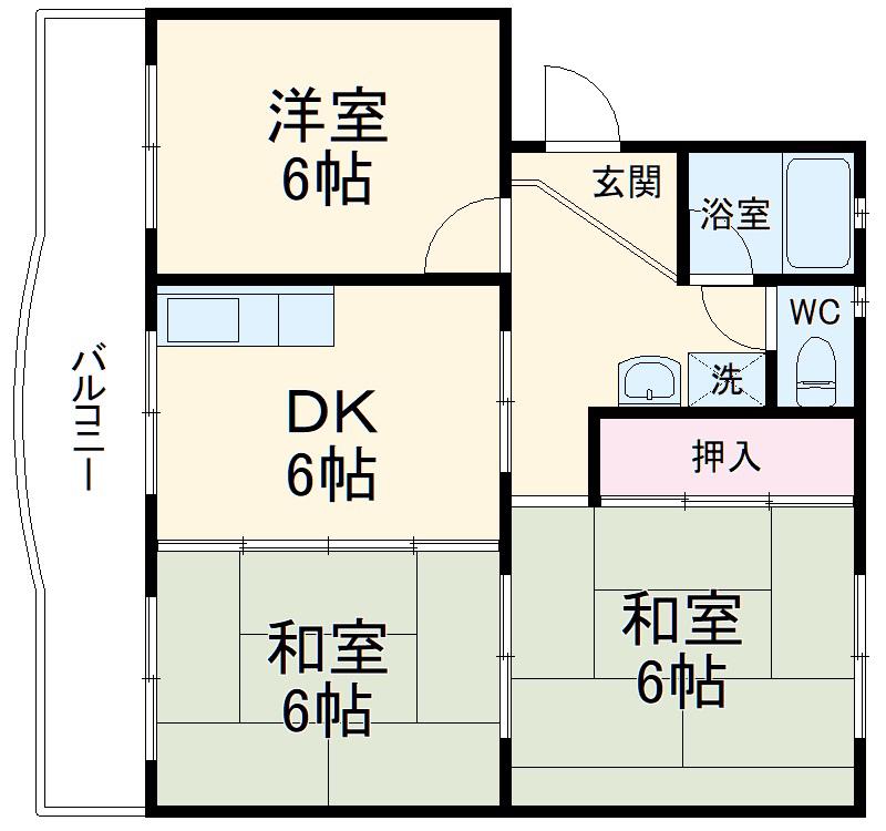 AIRLIX松岡 A(3DK/4階)の間取り写真