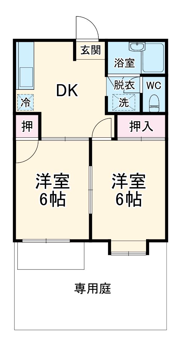 エルデム岡崎A(2DK/1階)の間取り写真