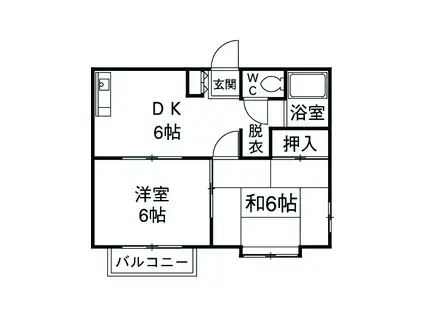 サンパークSⅡ(2DK/2階)の間取り写真