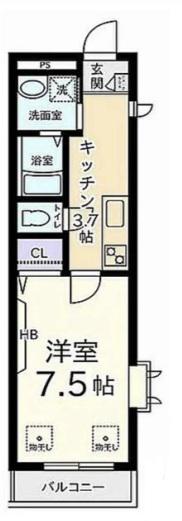 メゾン西八王子(1K/2階)の間取り写真