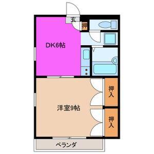 グランピアB棟(1DK/1階)の間取り写真