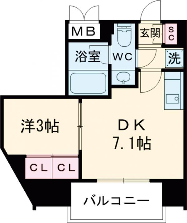 クレヴィアリグゼ北品川2 ステーションコート(1DK/15階)の間取り写真