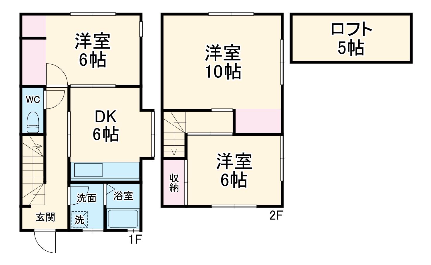 常磐線 松戸駅 徒歩20分 2階建 築42年(3DK/1階)の間取り写真