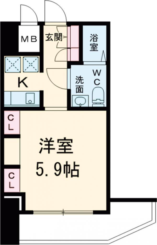 東通レジデンス芝(1K/4階)の間取り写真
