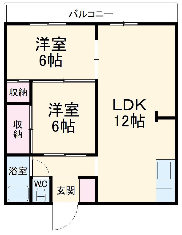 城山ハイツ(2LDK/1階)の間取り写真
