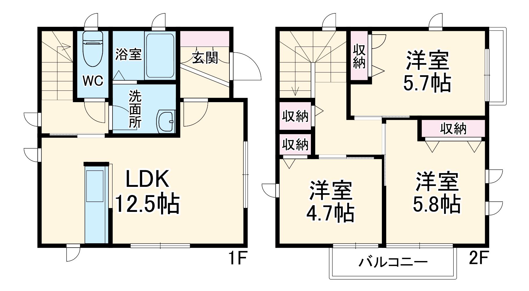東海道本線 平塚駅 バス乗車時間：18分 成願寺バス停で下車 徒歩3分 2階建 築11年(3LDK)の間取り写真