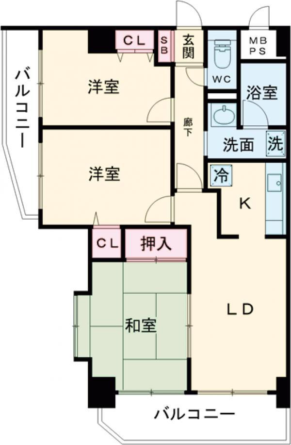 グリーンフィールド大山(3LDK/7階)の間取り写真