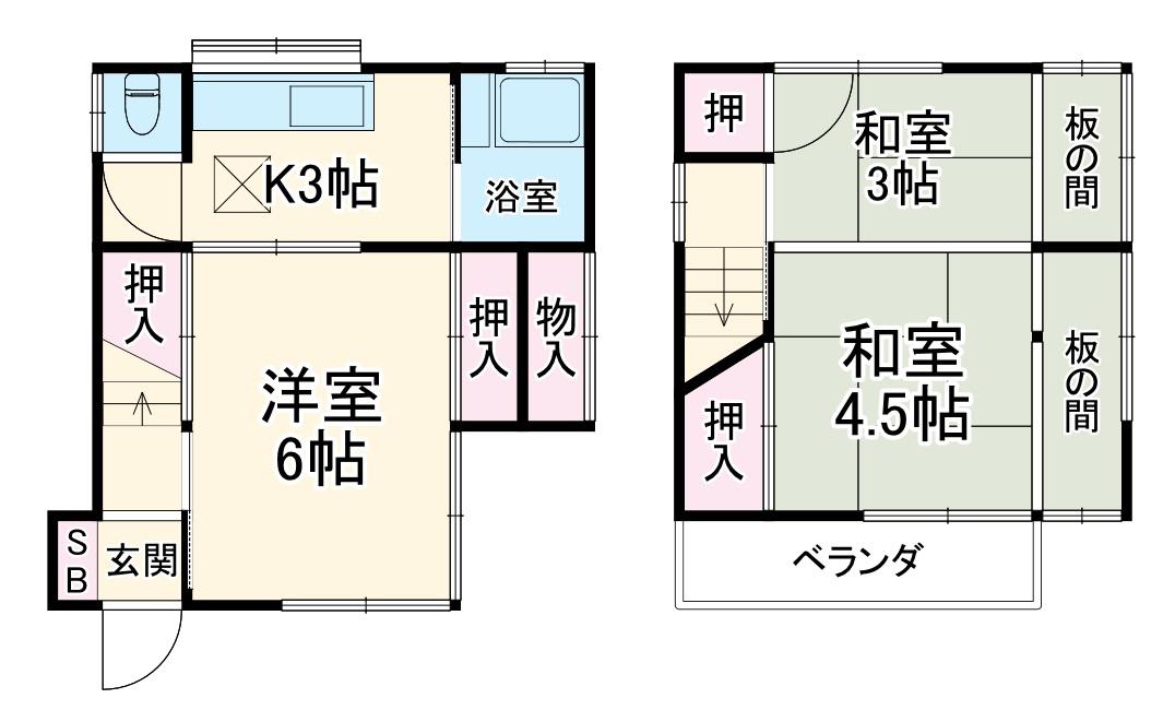 千代田・常磐緩行線 北松戸駅 徒歩14分 2階建 築59年(2K)の間取り写真
