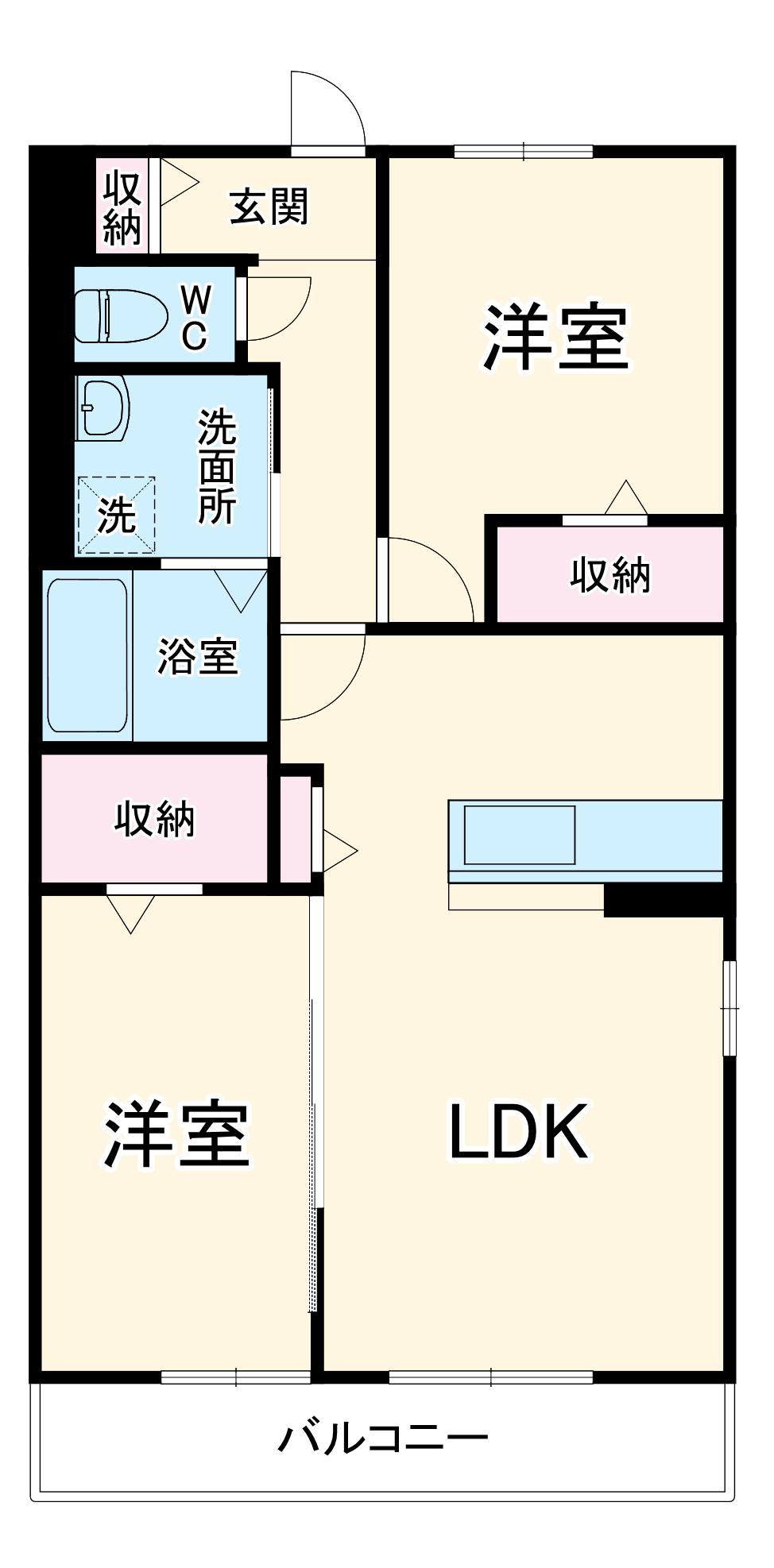 サウス SIDEⅠ(2LDK/1階)の間取り写真